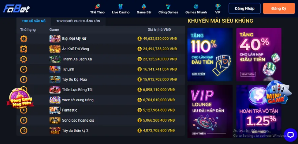 Đăng nhập tài khoản vsbet nổ hũ
